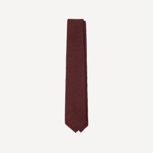 Burgundy Herringbone Shantung Silk Tipped Tie