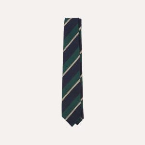 Navy Multi Stripe Shantung Silk Tie