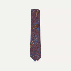 Red and Blue Large Paisley Print Madder Silk Self Tipped Tie