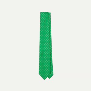 Green Circular Dot Silk Self Tipped Tie