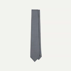 Grey Mini Circular Dot Silk Self Tipped Tie