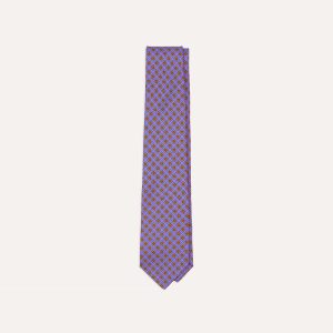 Purple Square Medallion Self-Tipped Silk Tie