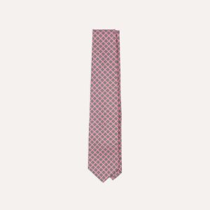 Pink Square Medallion Self-Tipped Silk Tie