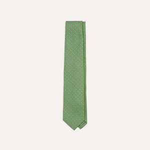 Green Square Medallion Self-Tipped Silk Tie