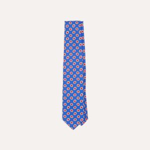 Blue Hexagon Tile Print Silk Self-Tipped Tie
