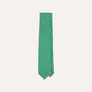 Green Hexagon Tile Print Silk Self-Tipped Tie