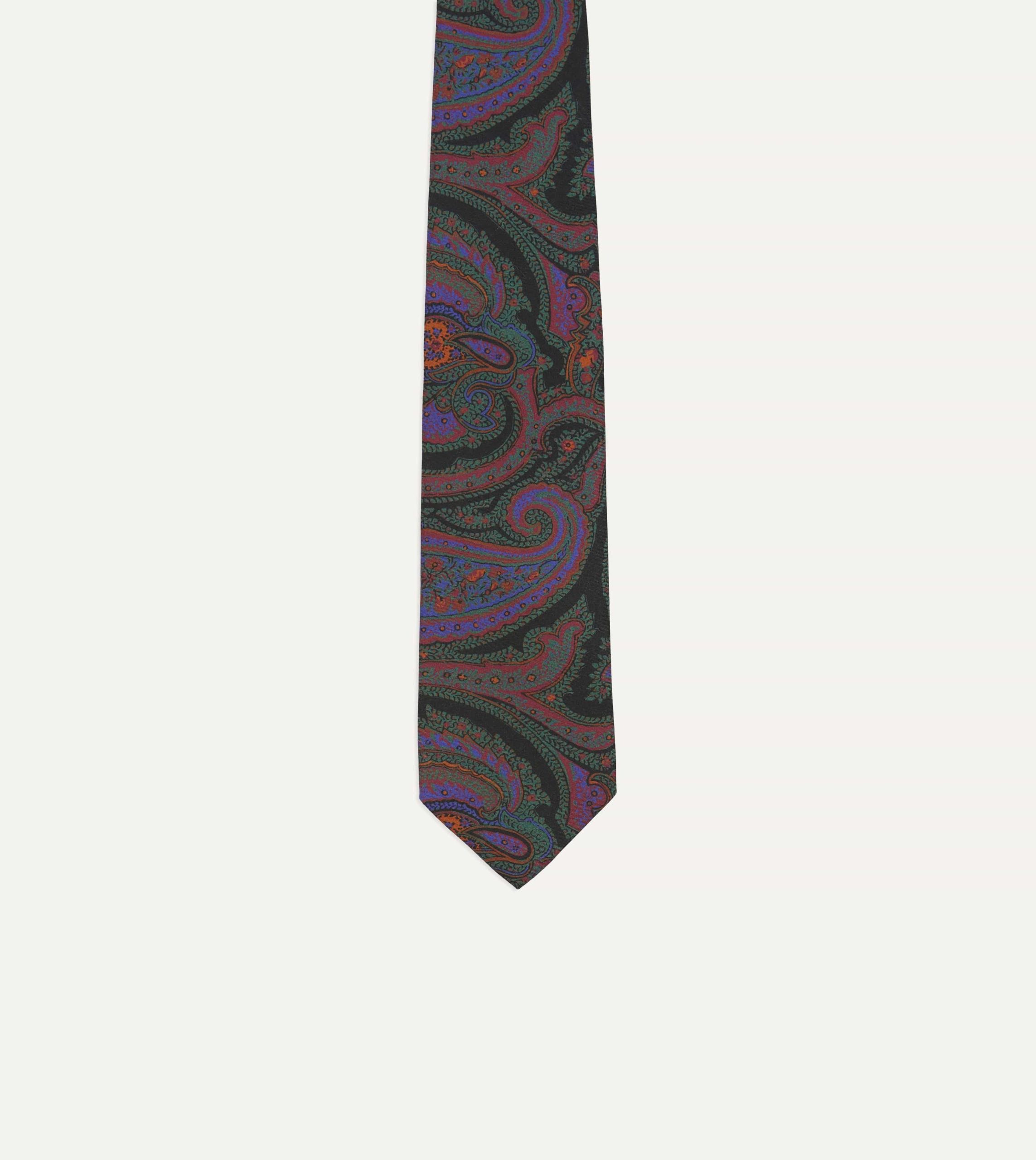 Green Acanthus Print Silk Self Tipped Tie - Image 3