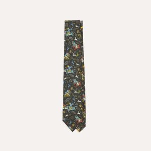Drake's by A. Levine Black Mughal Print Silk Self Tipped Tie