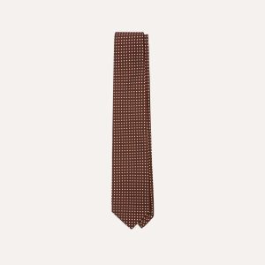 Brown Small Spot Silk Self-Tipped Tie