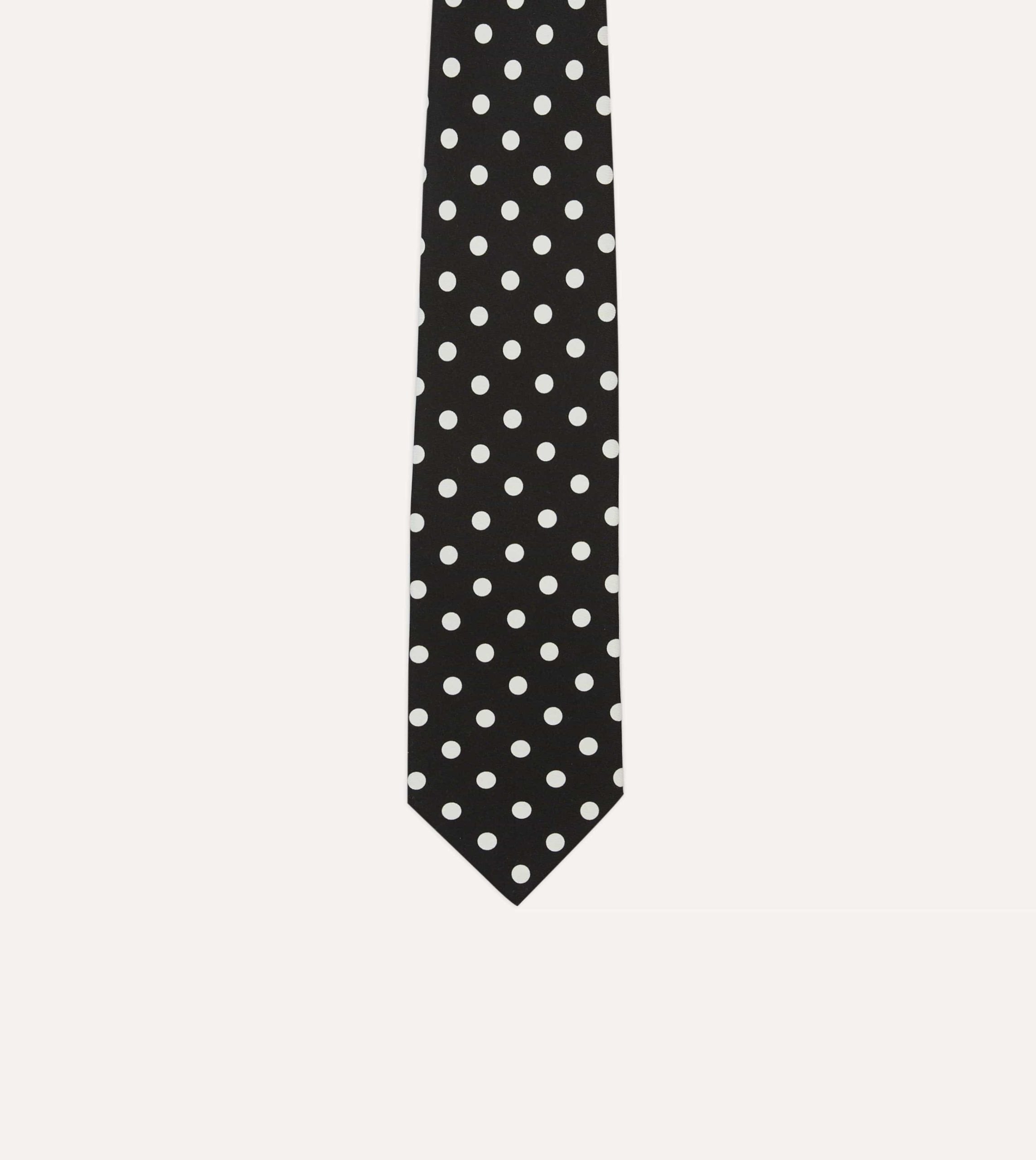 Navy Small Spot Crepe de Chine Silk Self-Tipped Tie - Image 3