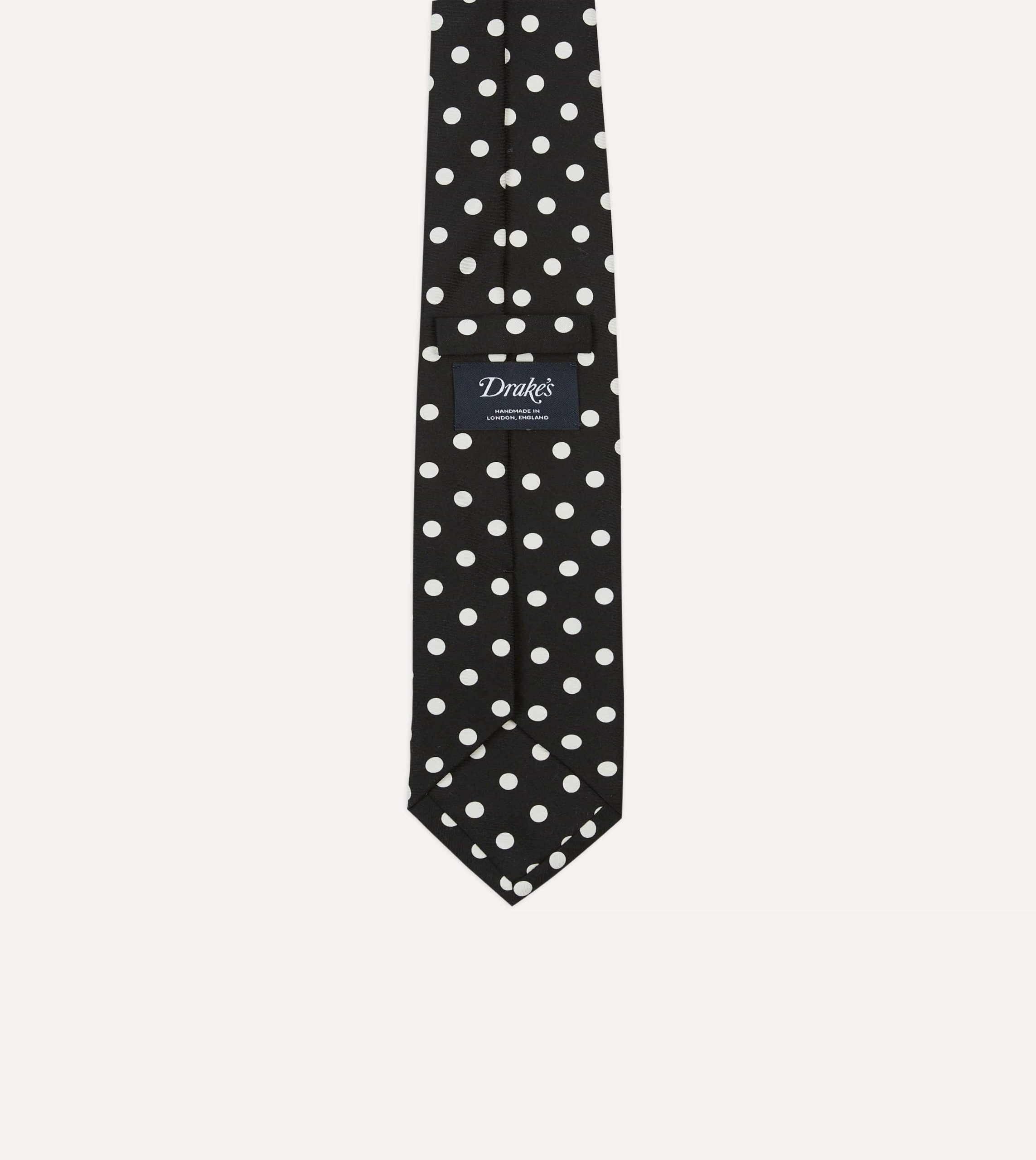 Navy Small Spot Crepe de Chine Silk Self-Tipped Tie - Image 4