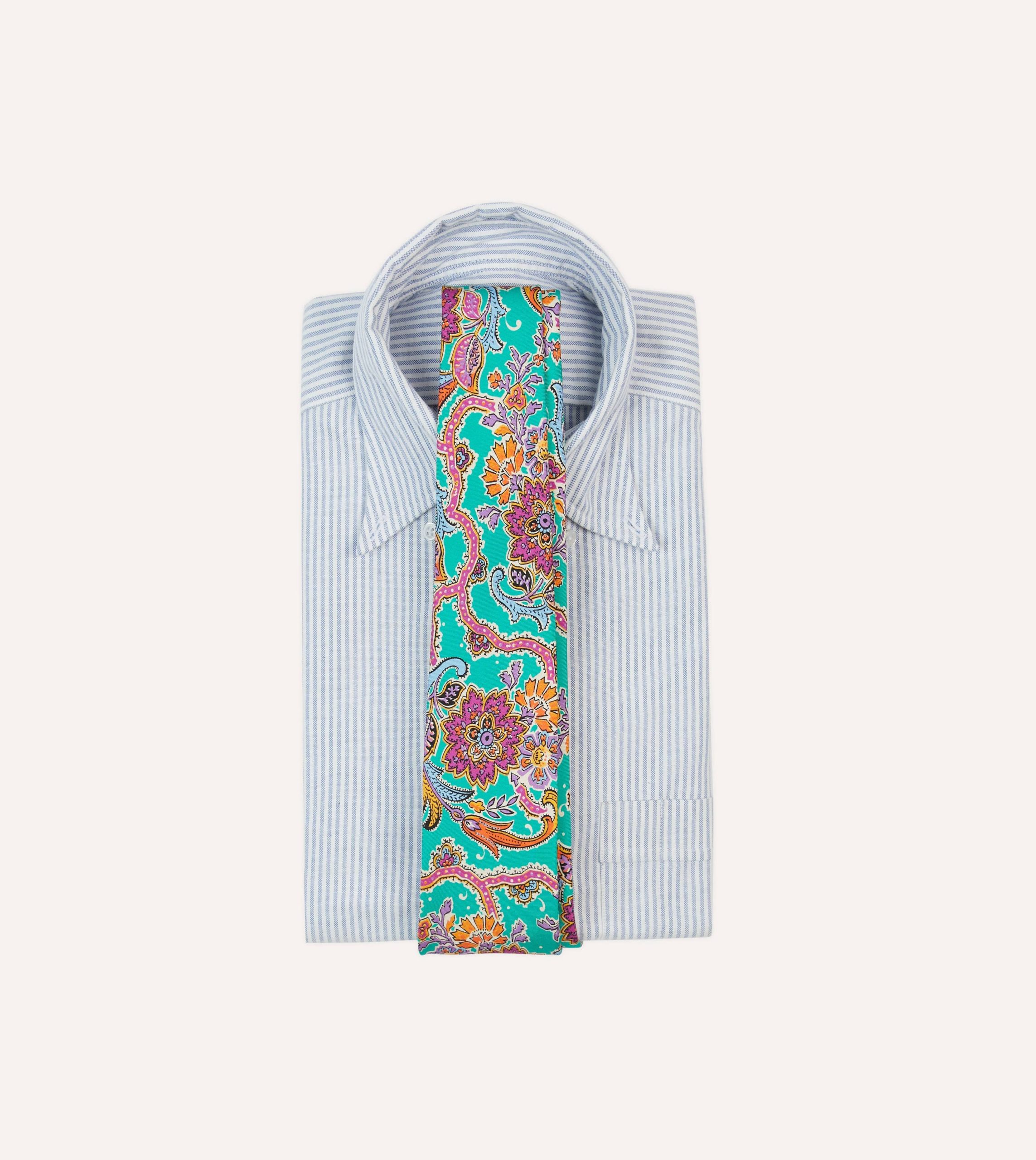 Green Large Paisley Silk Self-Tipped Tie - Image 2