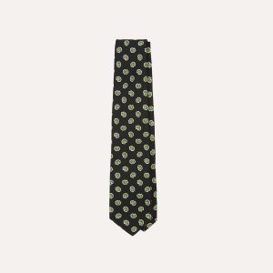 Dark Navy Mini Paisley Silk Self-Tipped Tie