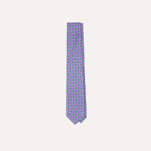 Purple Jumbled Tile Print Silk Self Tipped Tie