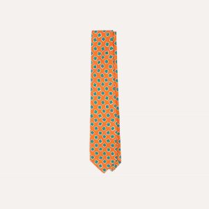 Rust Jumbled Tile Print Silk Self Tipped Tie