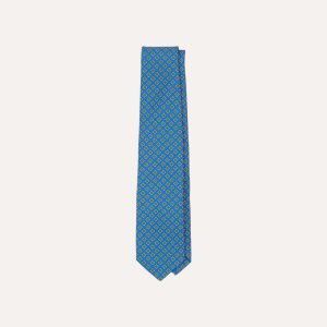 Blue Square Medallion Self-Tipped Silk Tie