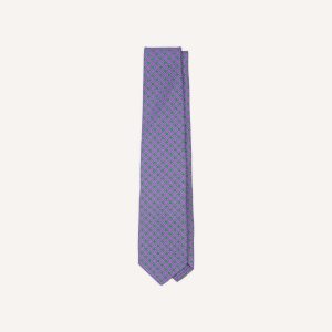 Purple Square Medallion Self-Tipped Silk Tie
