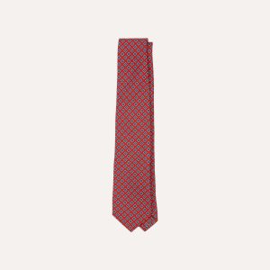 Red Square Medallion Self-Tipped Silk Tie