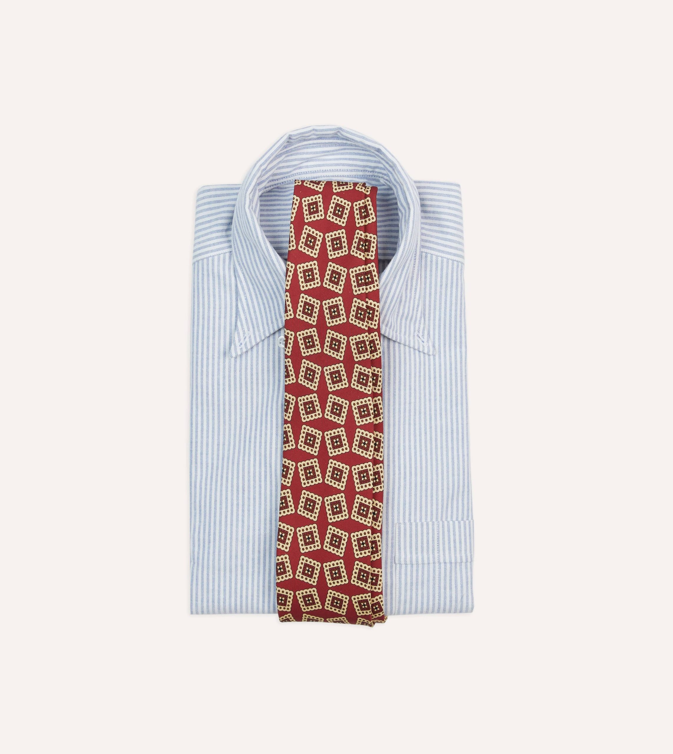Red Jumbled Stamp Print Silk Self-Tipped Tie - Image 2