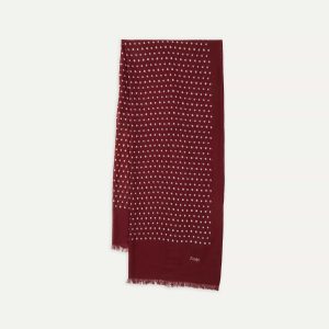 Red Polka Dot Print Wool Scarf