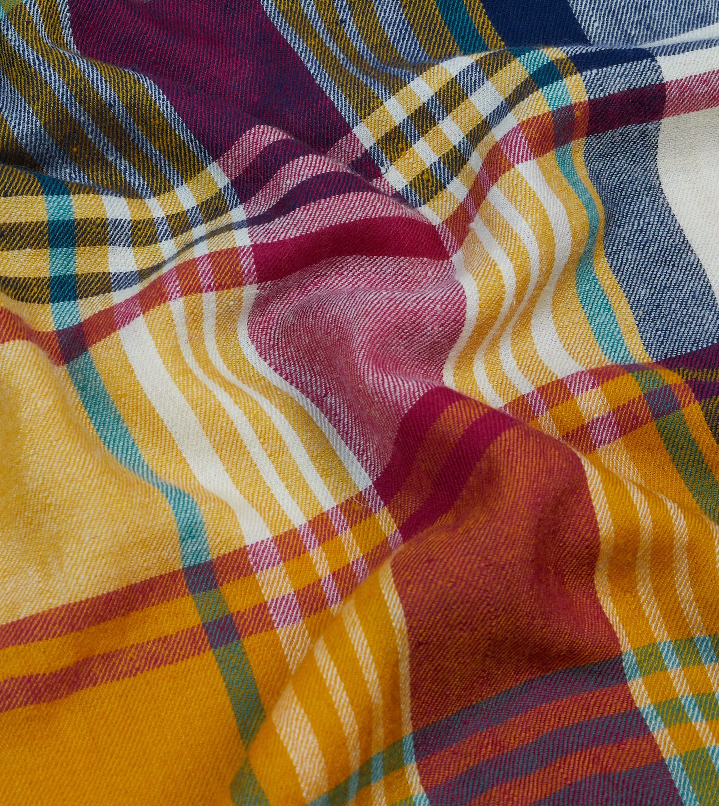 Yellow Madras Check Cashmere Scarf - Image 2