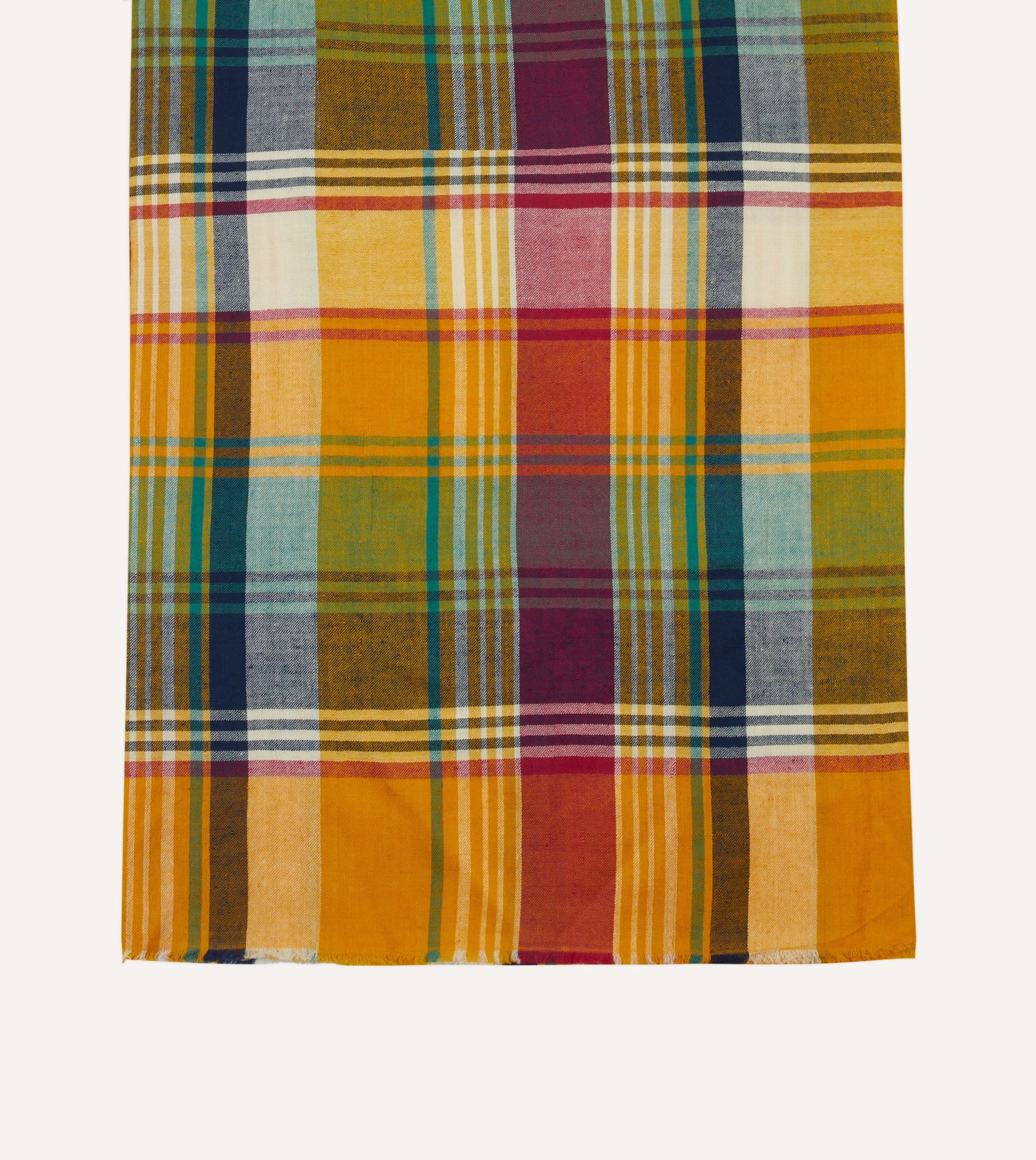 Yellow Madras Check Cashmere Scarf - Image 3