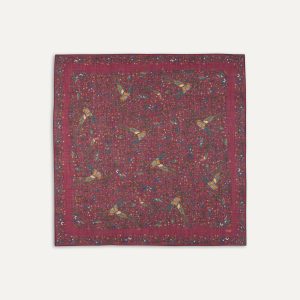 Magenta Birds of Paradise Print Wool-Silk Square Scarf