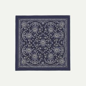 Navy Paisley Print Cotton Bandana