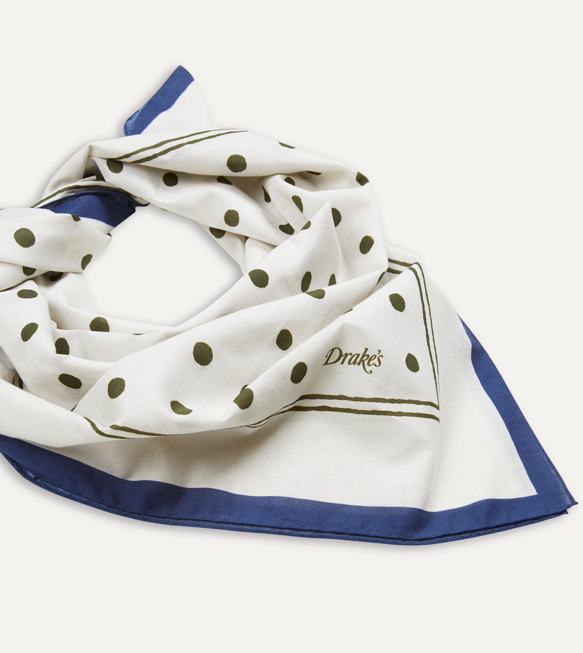 White and Green Polka Dot Print Bandana - Image 3