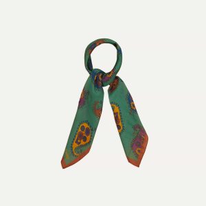 Green Flower Paisley Print Silk-Cotton Bandana