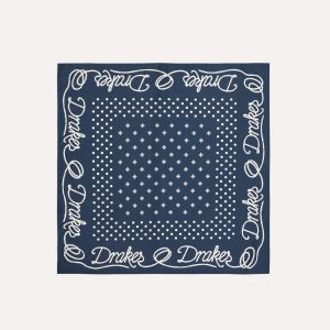 Navy Rope Border Print Silk Bandana