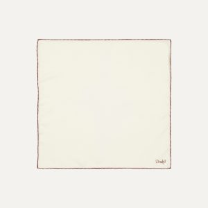 Ivory and Burgundy Shoestring Border Silk Pocket Square