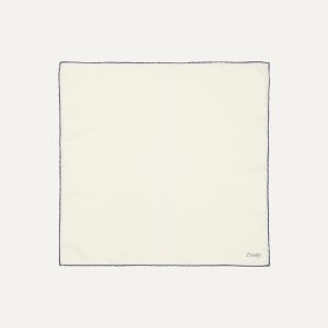 Ivory and Blue Shoestring Border Silk Pocket Square