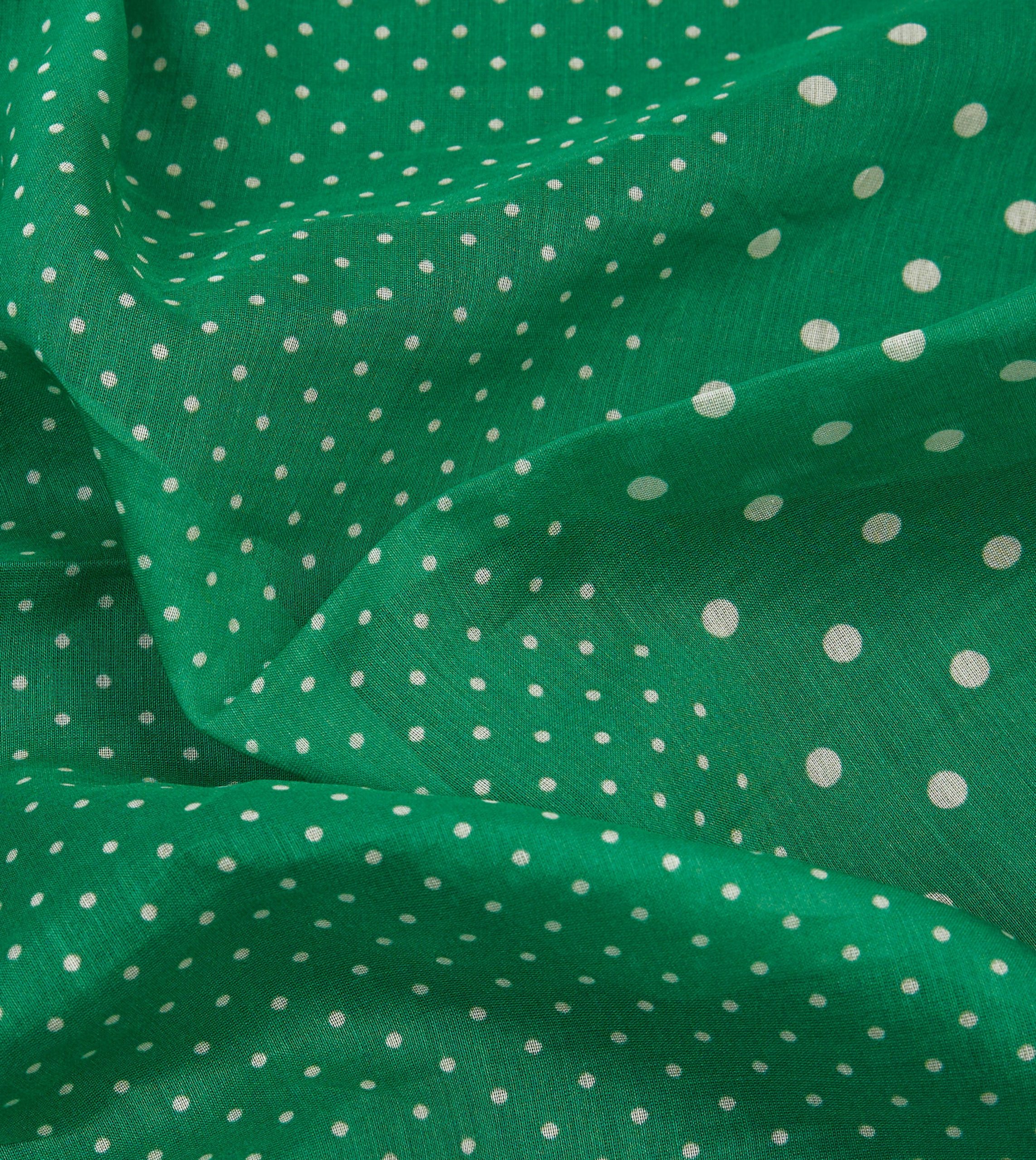 Green Spot Border Print Cotton-Silk Pocket Square - Image 2