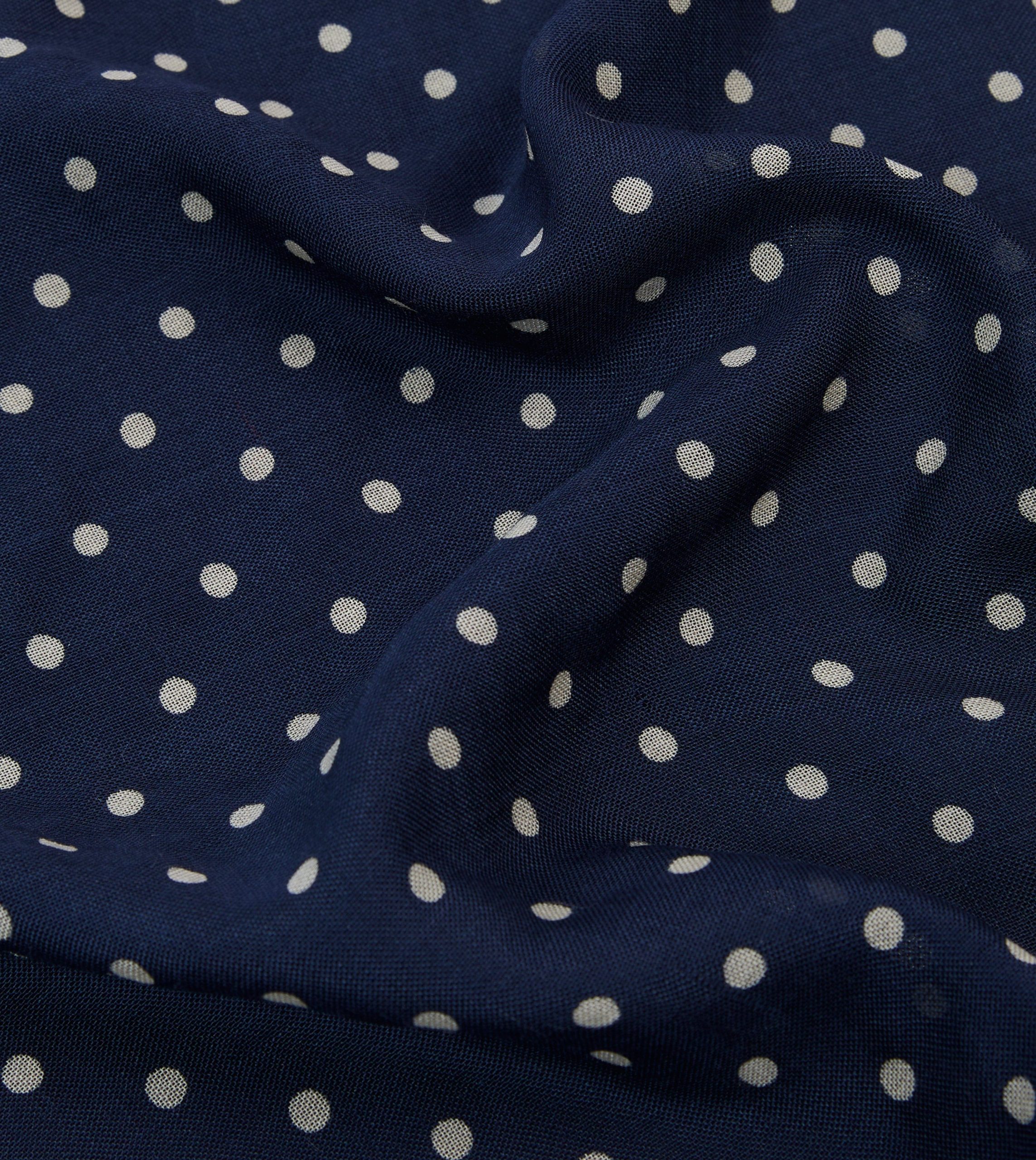 Navy Spot Print Wool-Silk Pocket Square - Image 2