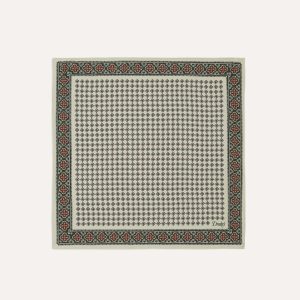 Ecru Vintage Tile Print Silk Pocket Square
