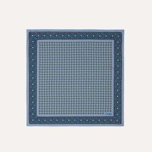 Blue Vintage Tile Print Silk Pocket Square