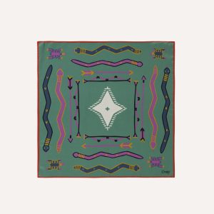 Olive and Rust Tribal Print Silk Pocket Square