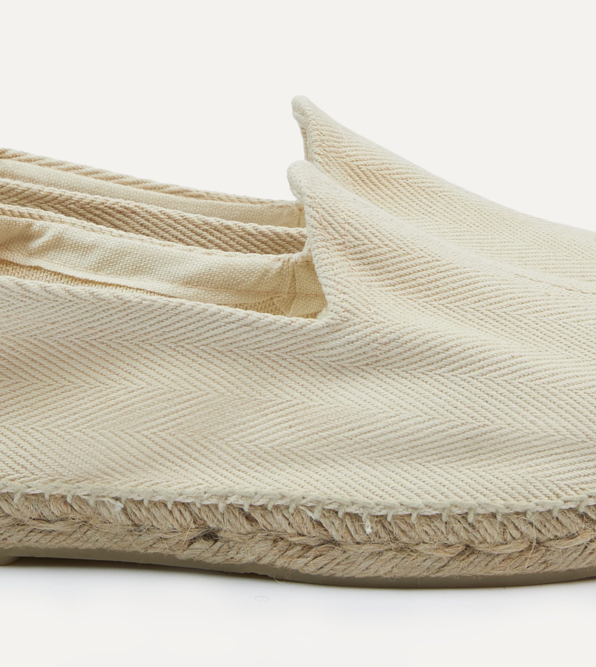 Ecru Herringbone Cotton Espadrilles - Image 3