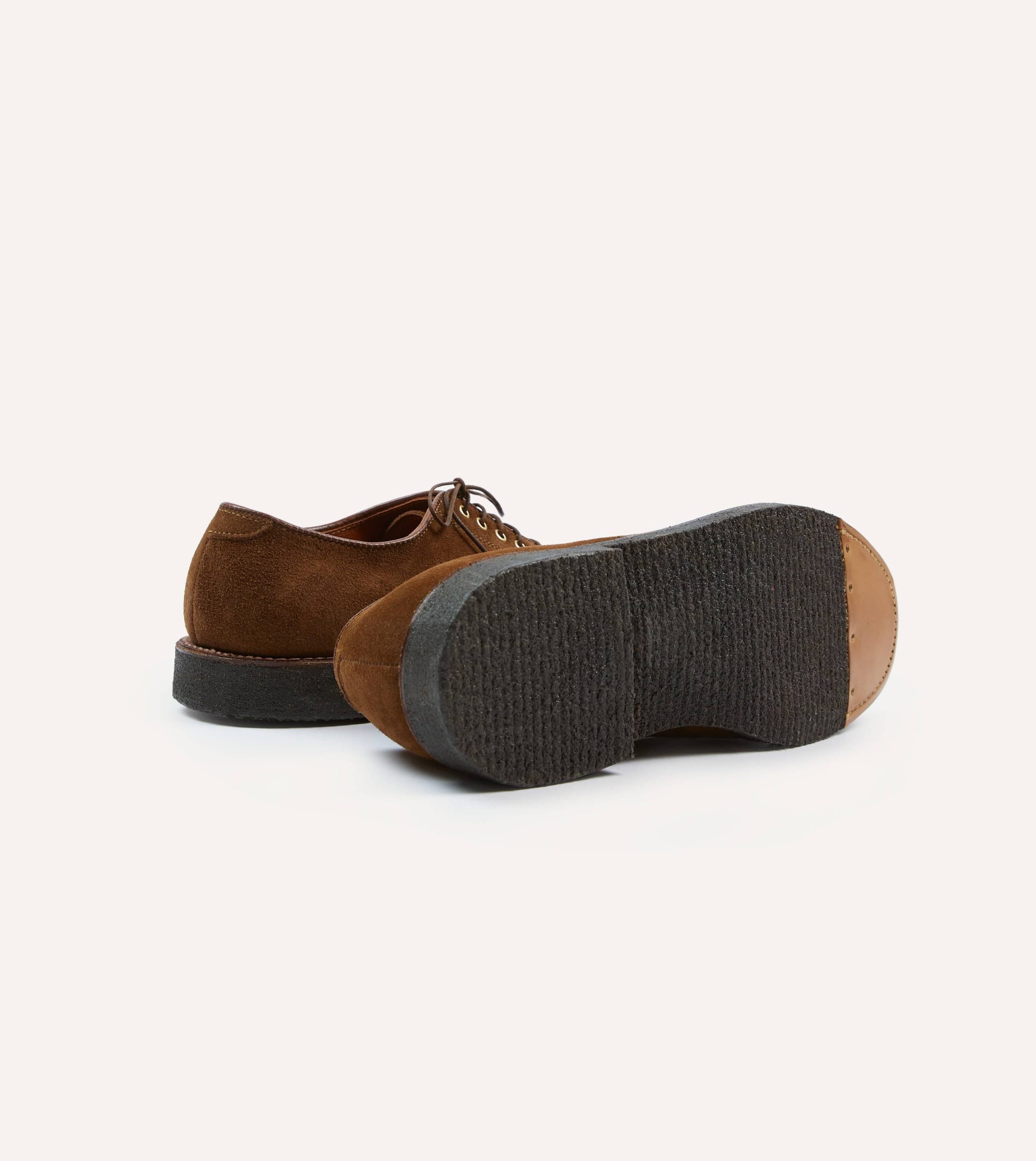 Alden for Drake's Tobacco Suede Plain-Toe Blucher with Double Crepe Sole - Image 2