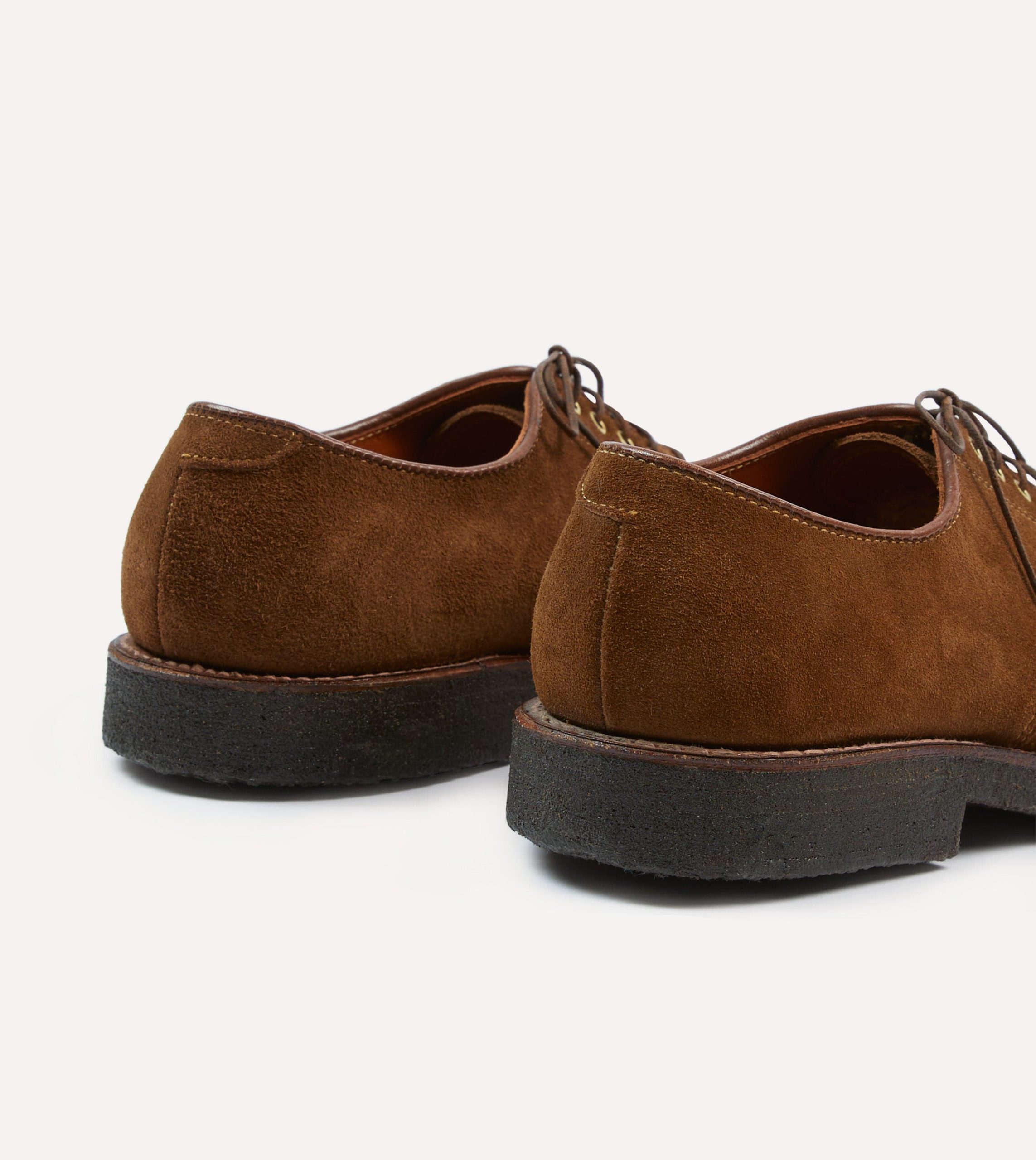 Alden for Drake's Tobacco Suede Plain-Toe Blucher with Double Crepe Sole - Image 5