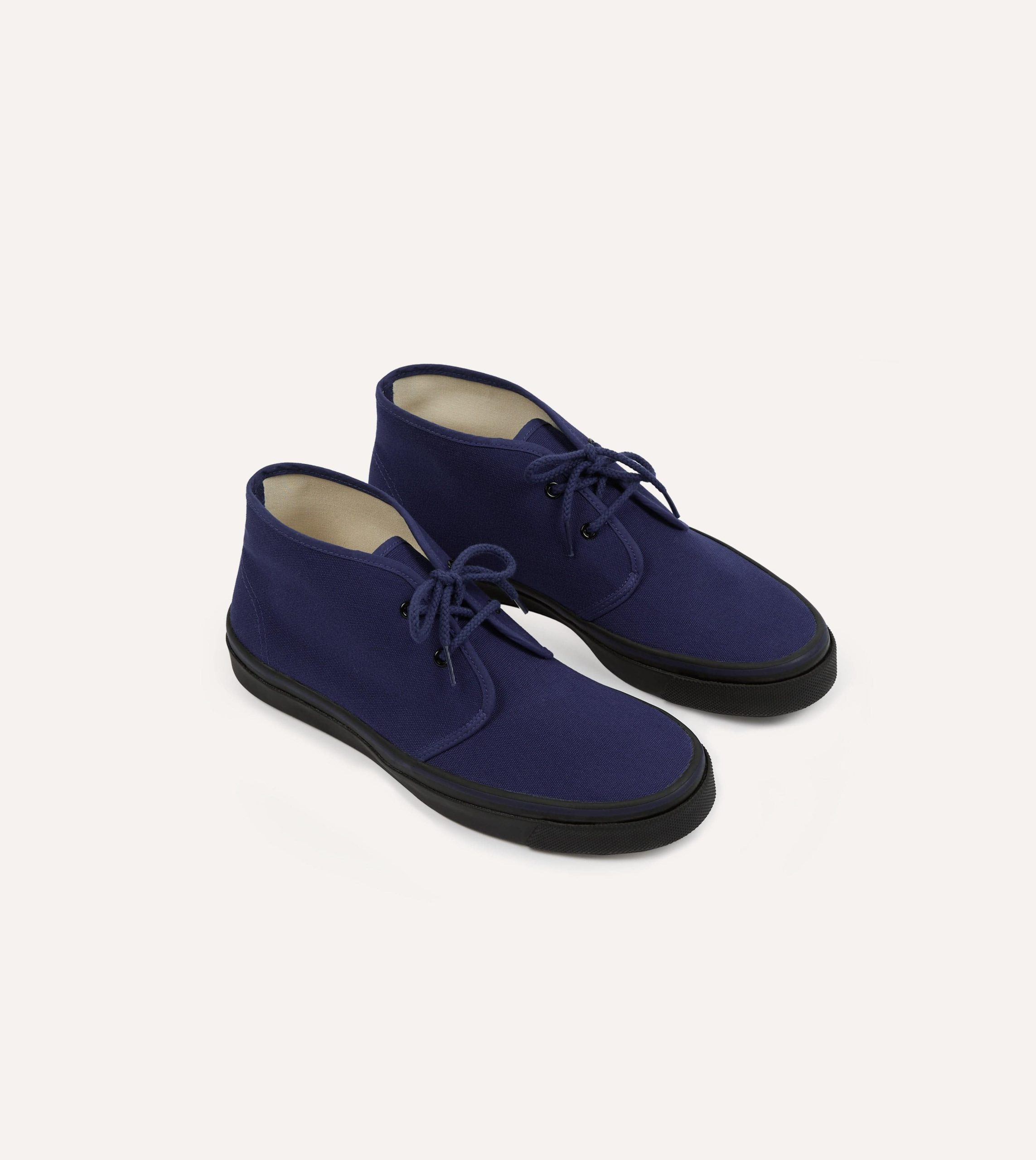 Wakouwa by Anatomica Navy Cotton Canvas Chukka Trainers