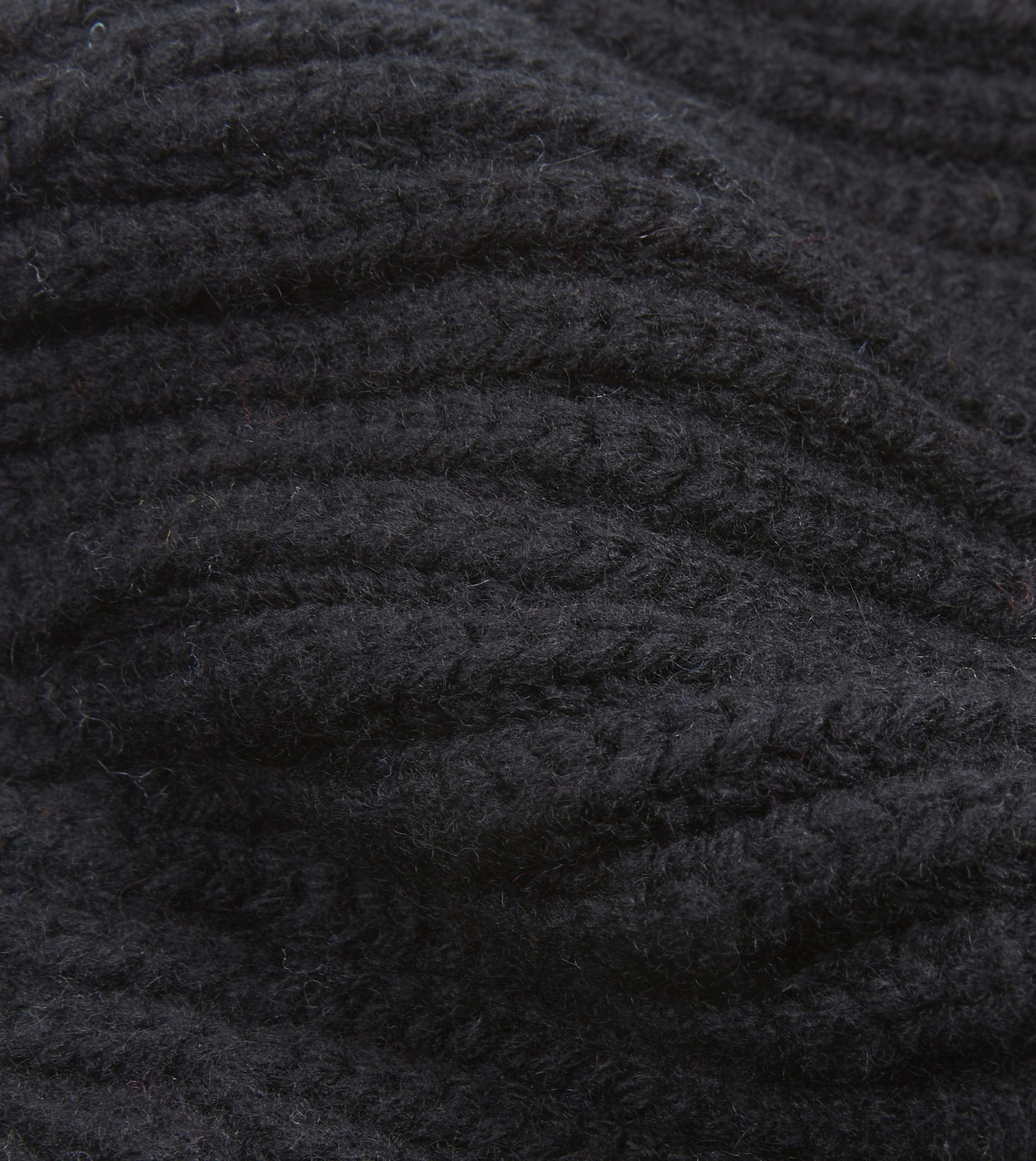 Black Cashmere Ribbed Knit Cap - Image 2