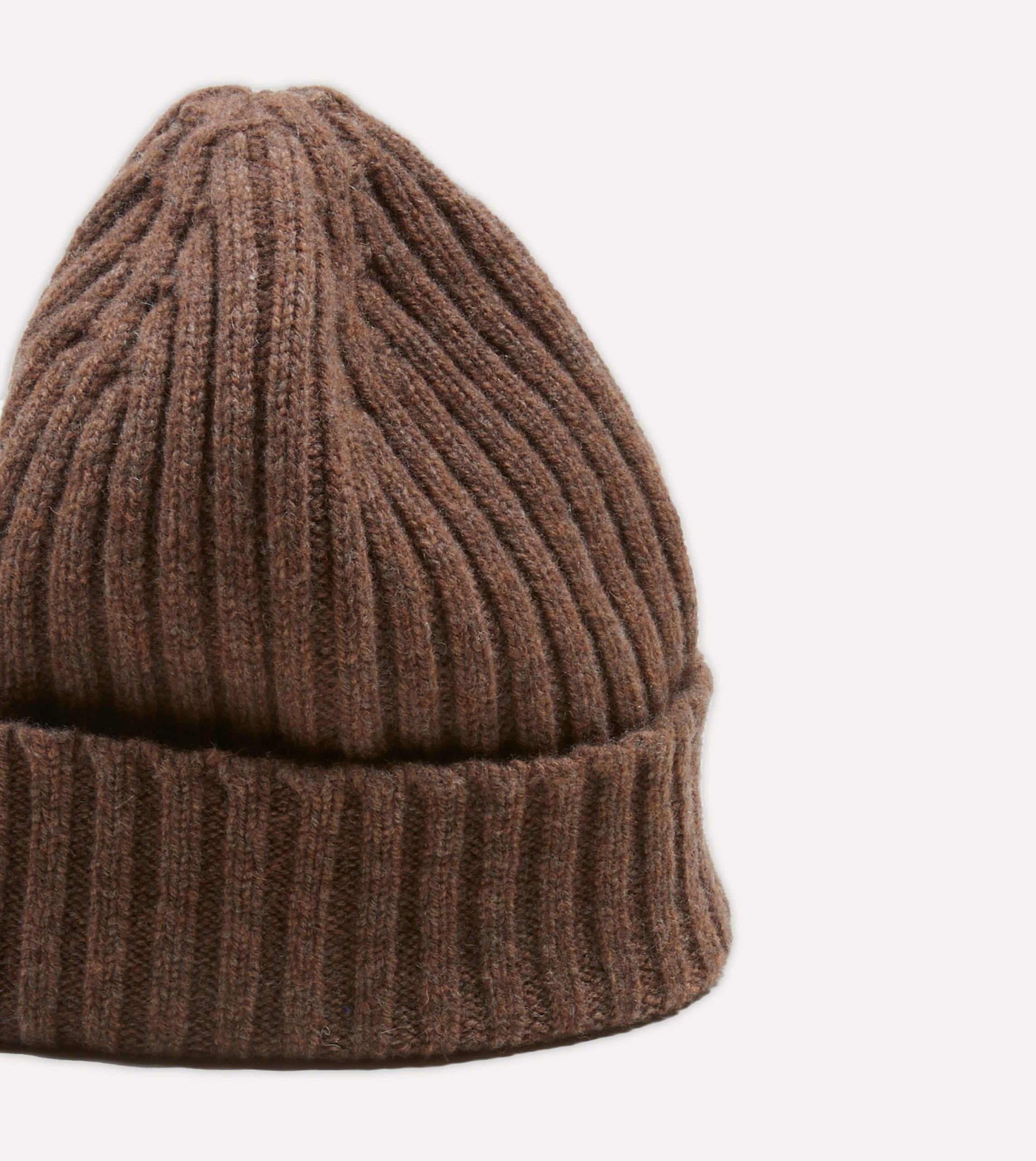 Brown Lambswool Ribbed Knit Cap - Image 4
