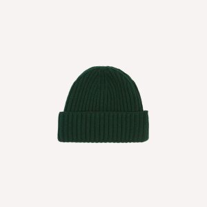 Forest Green Cashmere Ribbed Knit Cap
