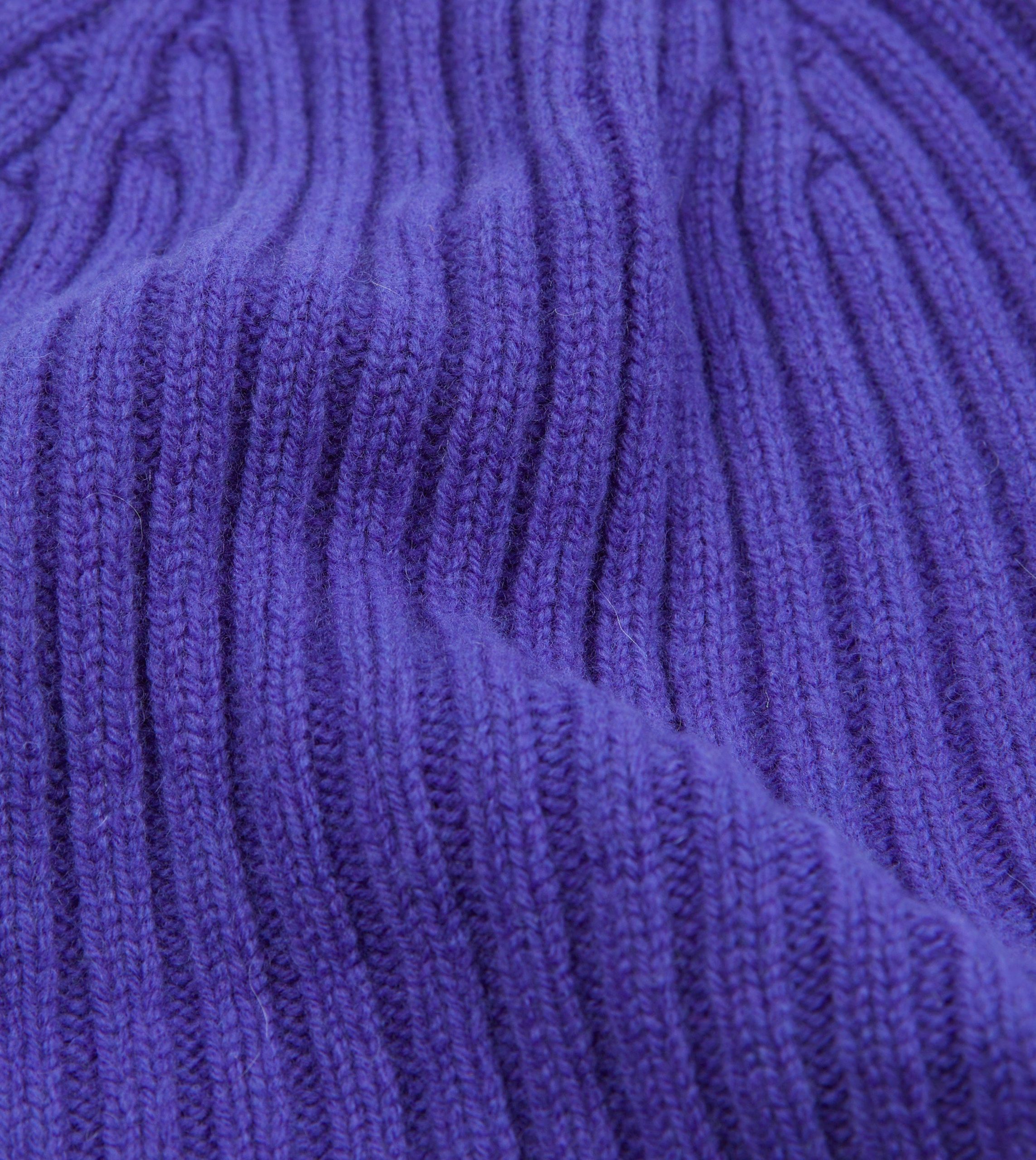 Purple Lambswool Ribbed Knit Cap - Image 2