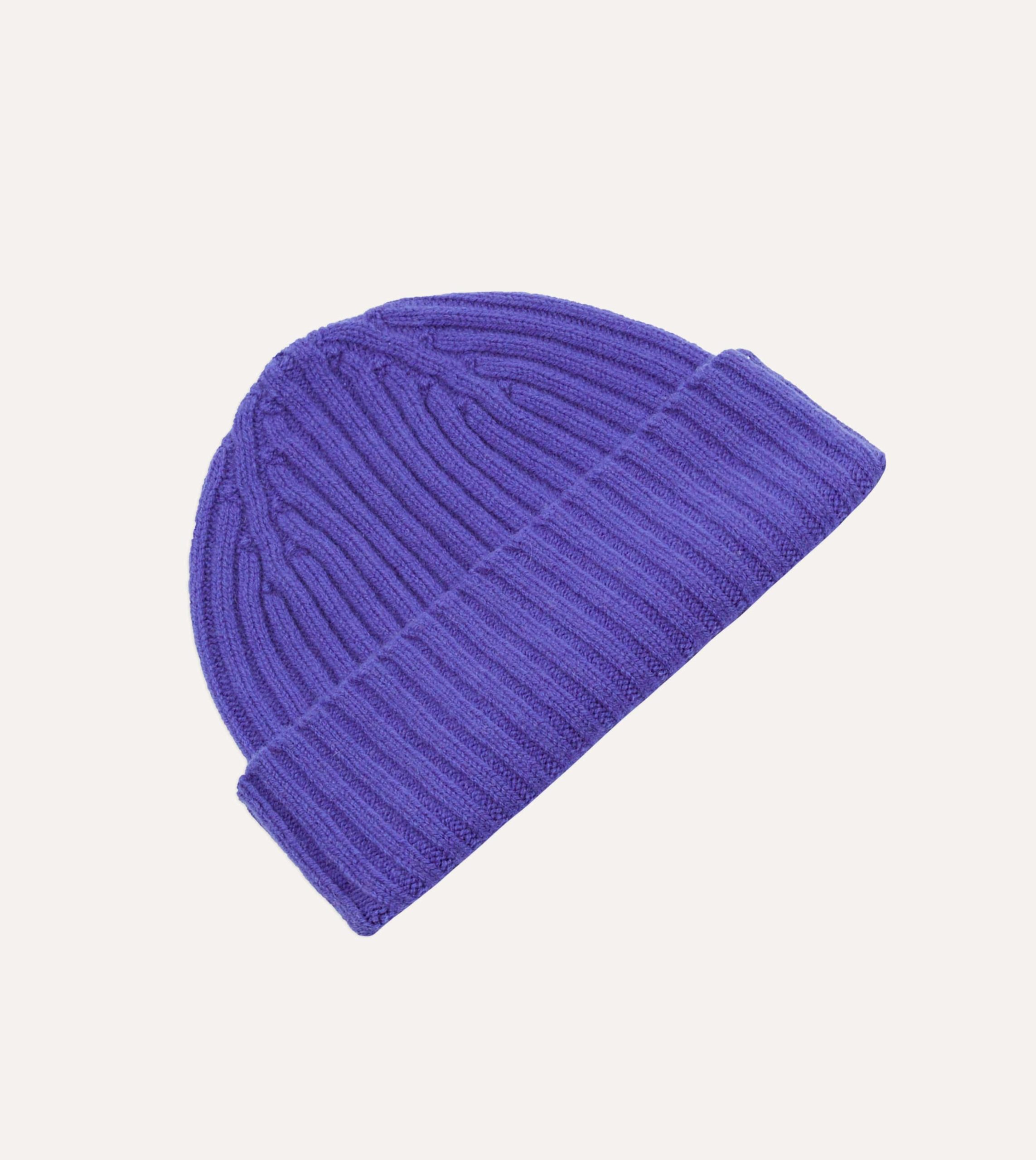 Purple Lambswool Ribbed Knit Cap - Image 4