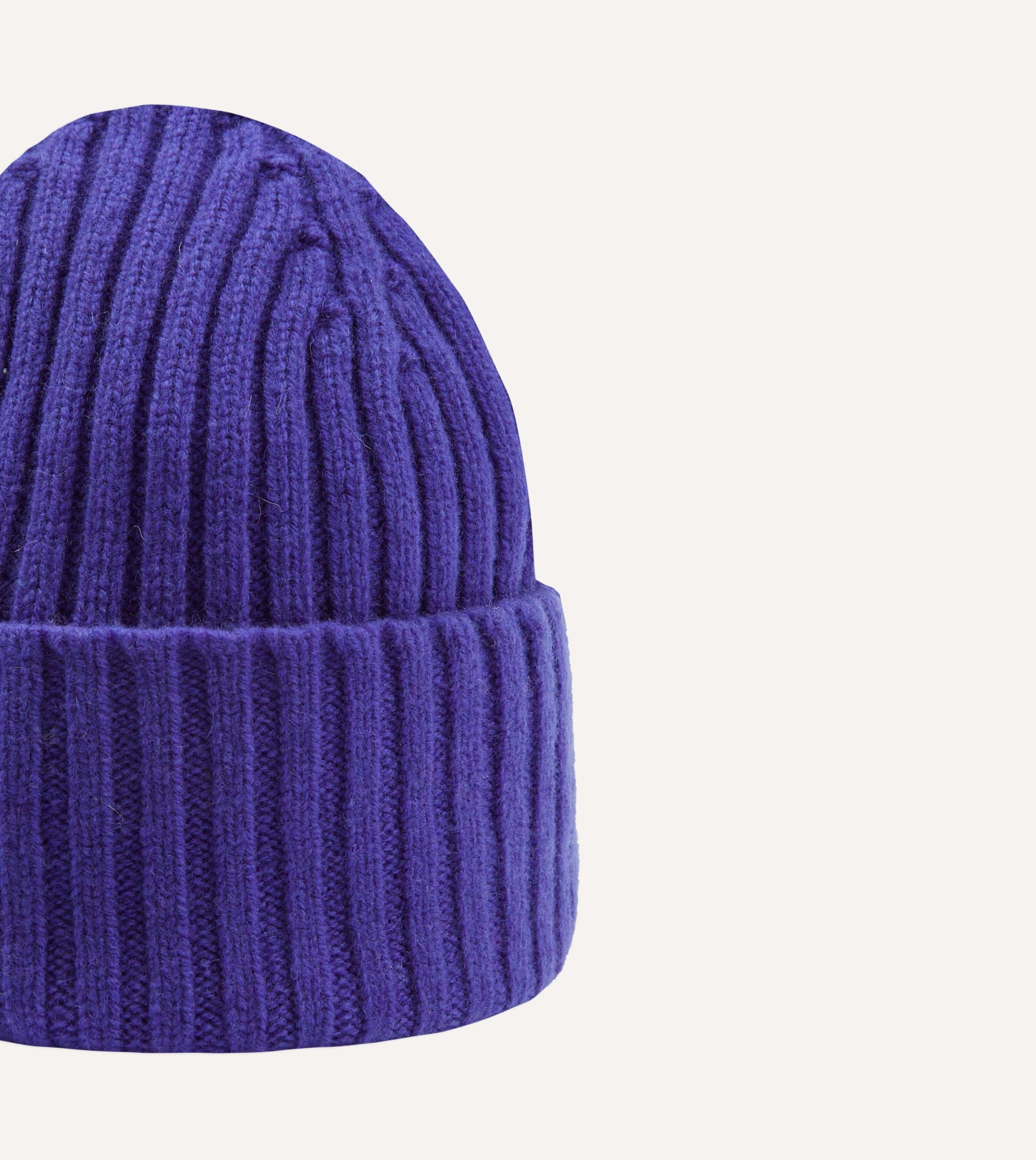 Purple Lambswool Ribbed Knit Cap - Image 3