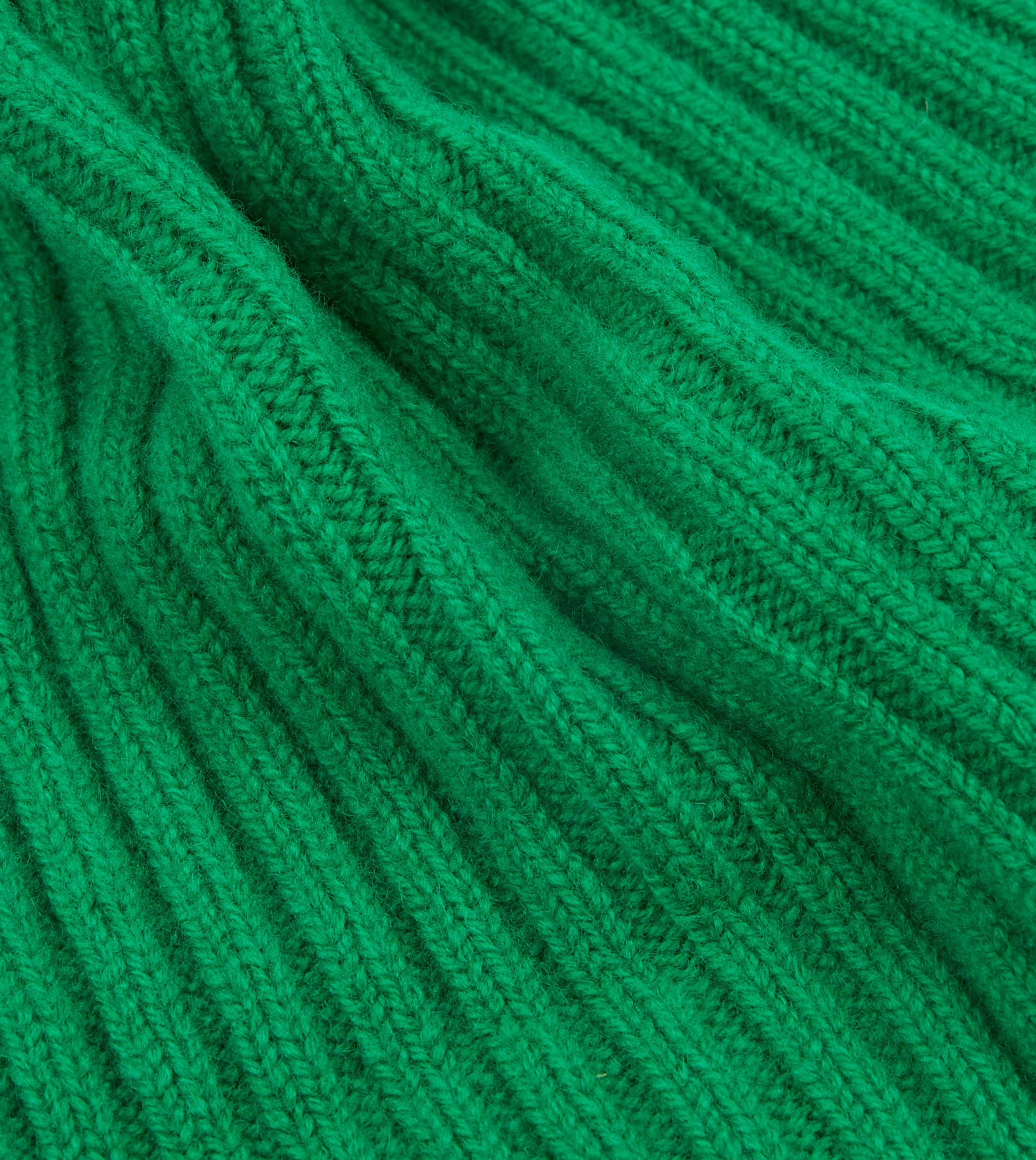 Bright Green Lambswool Ribbed Knit Cap - Image 2