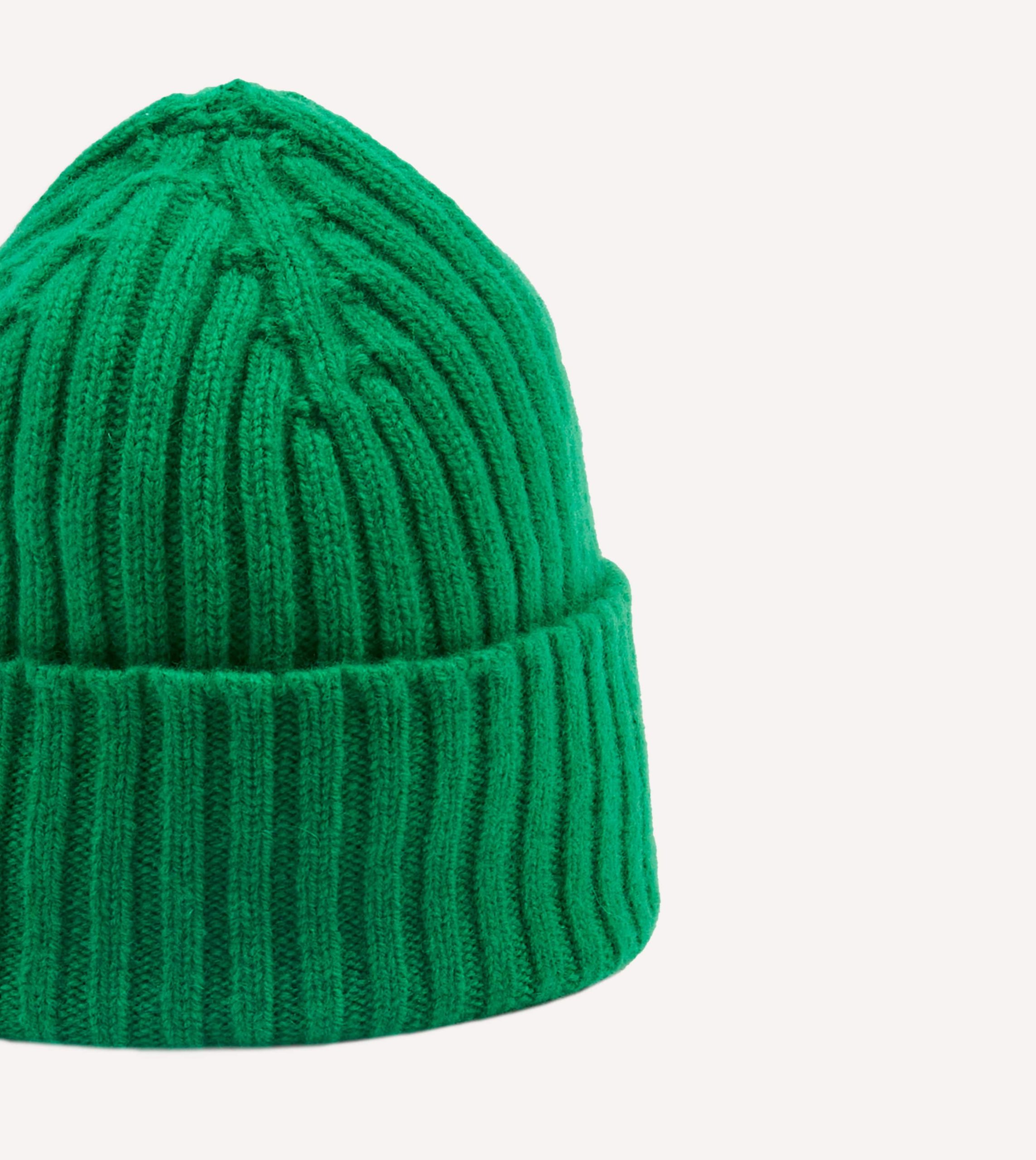 Bright Green Lambswool Ribbed Knit Cap - Image 4